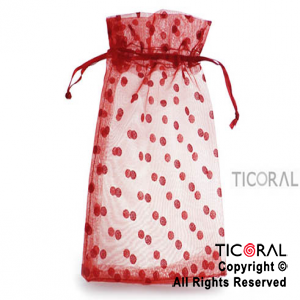 BOLSA ORGANZA ROJO 13X20 LUNARES HS3975-6 x 1